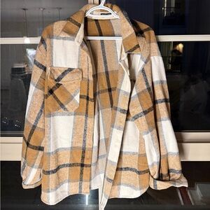 Nasty Gal Tan and Black Plaid Scarf